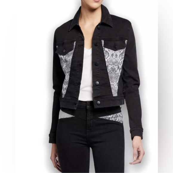 J BRAND Neiman Marcus Harlow Provocative Boa Jean Jacket Small Snake Color Block - Picture 1 of 16
